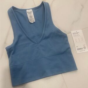 Aurora Seamless Ribbed Crop Tank in Blue